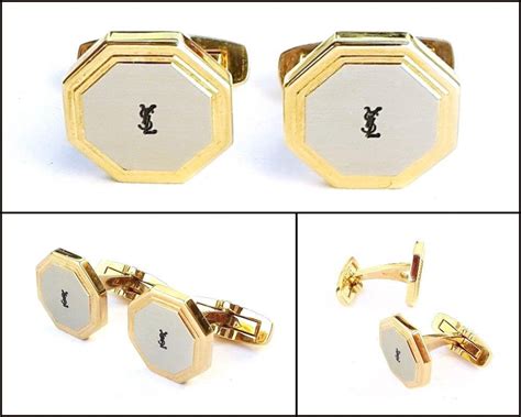 silver YVES SAINT LAURENT Men Cufflinks .